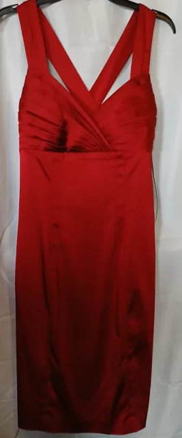 Calvin Klein 10 Red Ruched Crossover Bodice Sweetheart Neckline Prom Party Dress