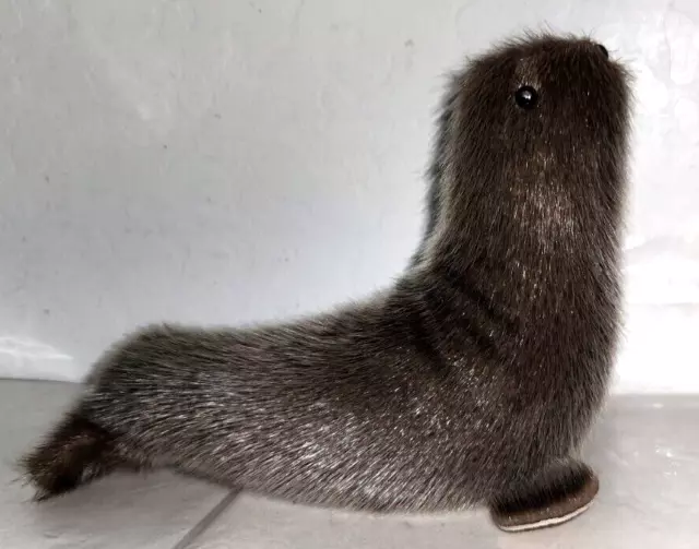 Vintage Inuit  Real Fur Seal Sea lion Figure 5" Tall and 6 3/4"  Long