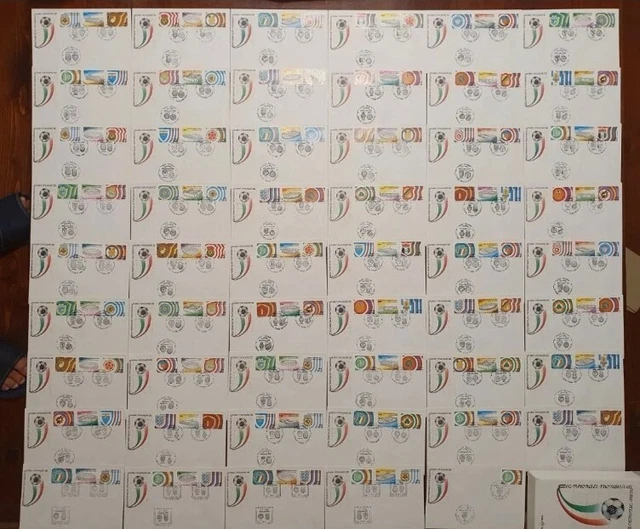 CAMP. MONDIALI DI Calcio Italia 1990 Lotto Delle 53 Buste Di Tutte Le