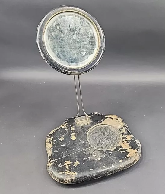 Antique 1920s-1930s Black Shaving Mirror and Stand