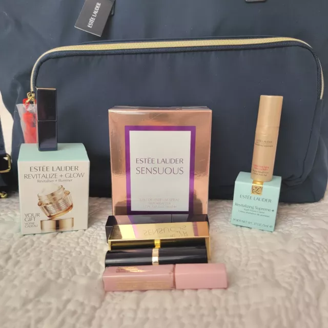 Estee Lauder Sensuous 1,7 oz con bolsa de mano juego de regalo que incluye maquillaje para el cuidado de la piel EL