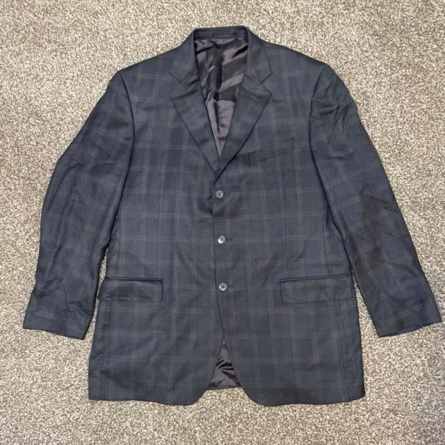 Luigi Bianchi Mantova Suit Blazer Jacket Windowpane Mens Dark Gray 3 Button