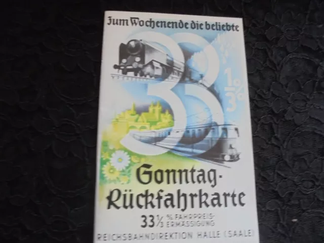 Prospekt "Die Sonntag-Rück-Fahrkarte", 1938 (Halle/Eisenbahn/Fahrplan) Reprint