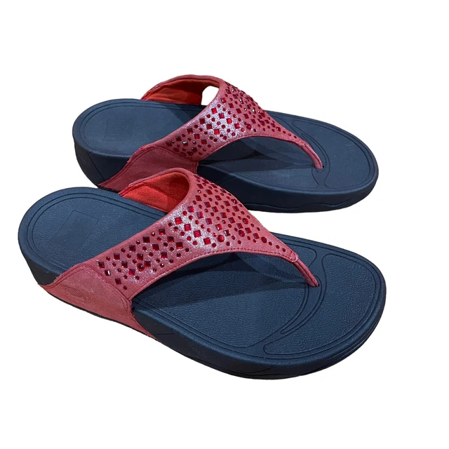 FitFlop Novy Women's Thong Flip Flop Sandals Size 7 Red Sequined WORN ONCE MINT FitFlop Novy Women's Thong Flip Flop Sandals Size 7 Red Sequined WORN ONCE MINT