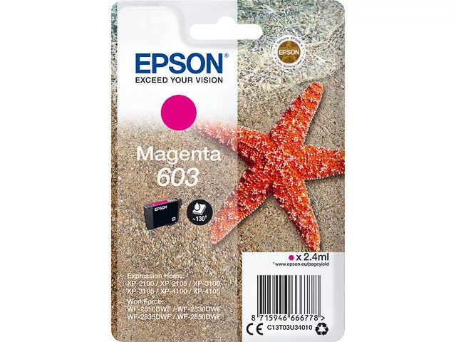 CARTOUCHE EPSON 603 MAGENTA  / etoile de mer rouge Pas xl Pas noire jaune bleue