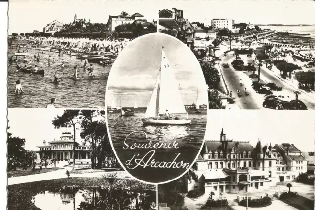 ARCACHON (33) - Souvenirs de. Multivues/ Casinos, Promenade, Plage. Années 50