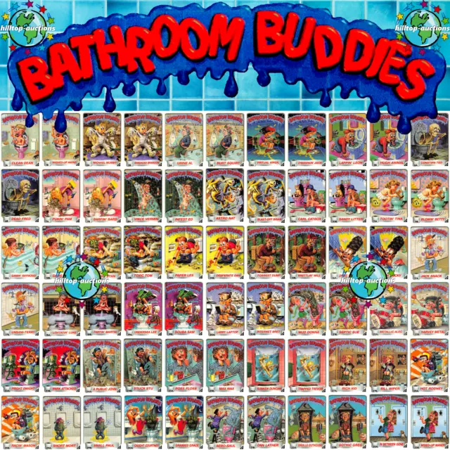 BATHROOM BUDDIES 1996 PICK-A-CARD 1a/b-33a/b,WRAPPER,EMPTY BOX garbage pail kids