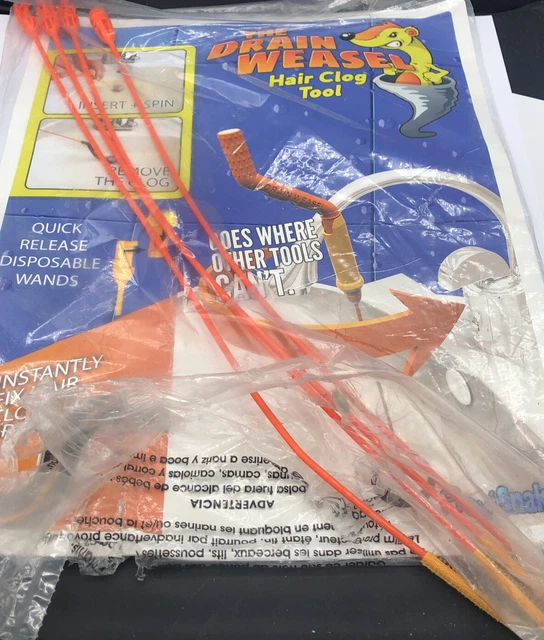 FlexiSnake Drain Weasel 4 Pack Refill 18" Disposable Drain Clog Remover Wands