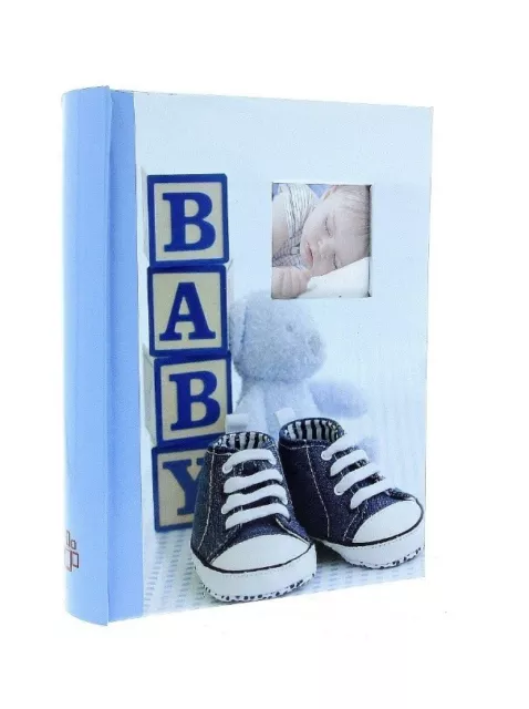 Blue Slip In Photo Album 200 6" x 4" Photos Memo Baby Boy Birthday Keepsake Gift