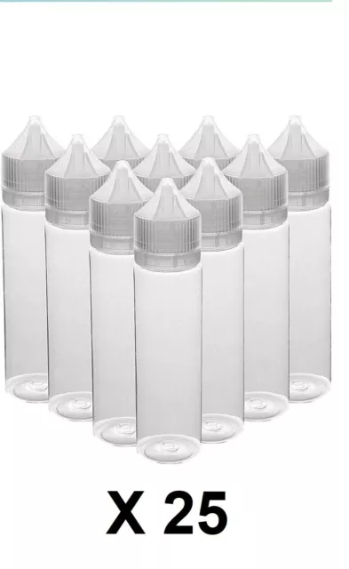 25 x 60ml SMALL STRONG ROUND PLASTIC BOTTLES SCREW FLIP TOP LID TRAVEL LIQUID