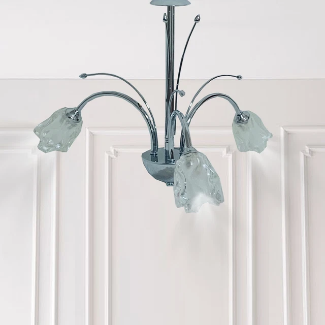 Chandelier Style3 Arms Modern Ceiling Light Shade Pendant Crystal Bead Lights UK