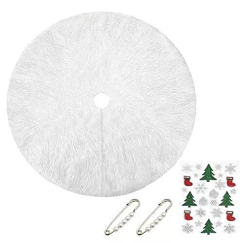 90cm Falda del Árbol de Navidad, Blanco Falda del Árbol, Pegatinas de Regalo + I