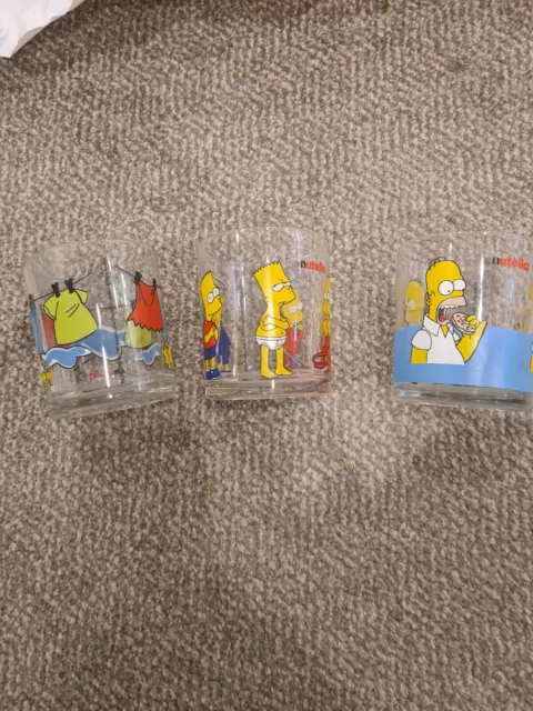 3 X Vintage The Simpsons Nutella Glasses