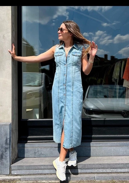 zara denim trf midi dress ZARA NEW WOMAN MIDI TRF DENIM DRESS BLUE XS-XXL 8197/083