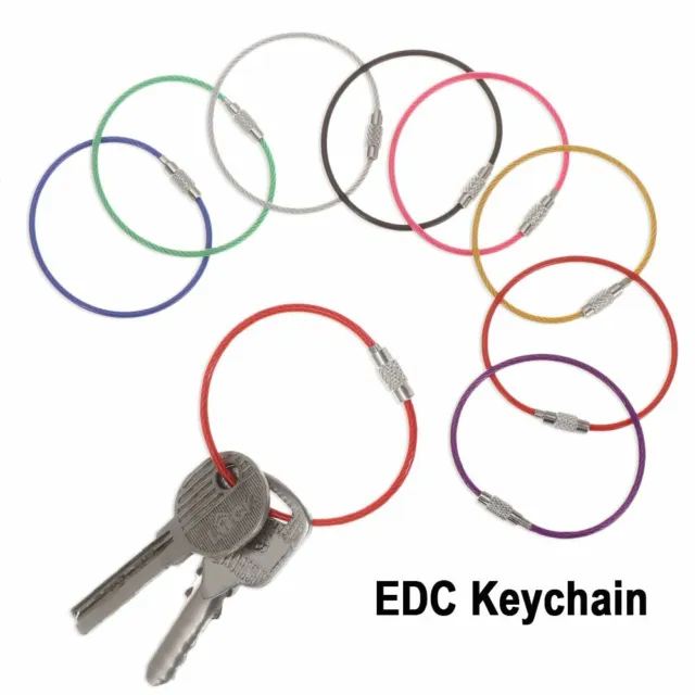 Chain Colorful Key Holder EDC Keychain Stainless Steel Carabiner Wire Keyrings