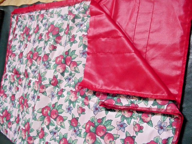 Three Red Apple Print Cafe Curtains Reversible Convertible to Valance 60x18 in