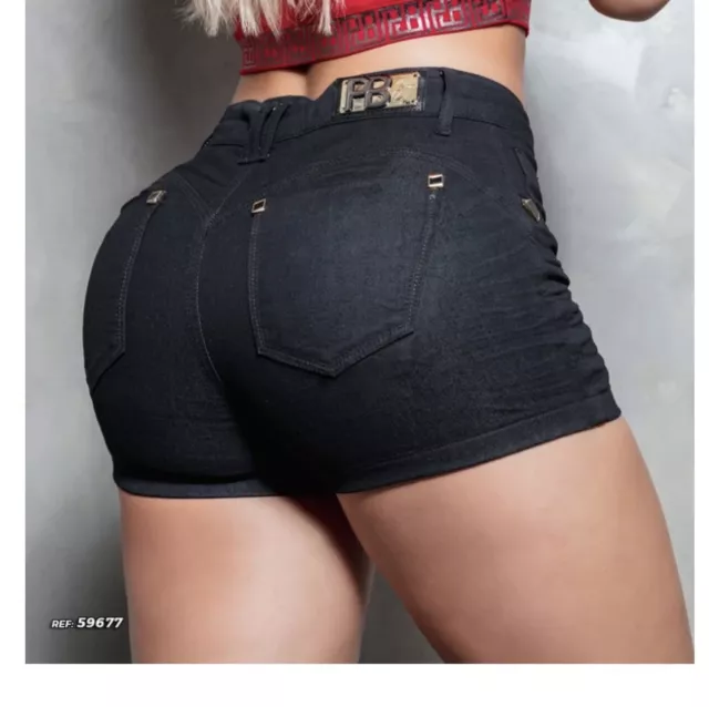BRAZILIAN SEXY BUTT Lift Black Denim Shorts- Pit Bull Jeans 59677 Size USA 4/5  $80.00 - PicClick