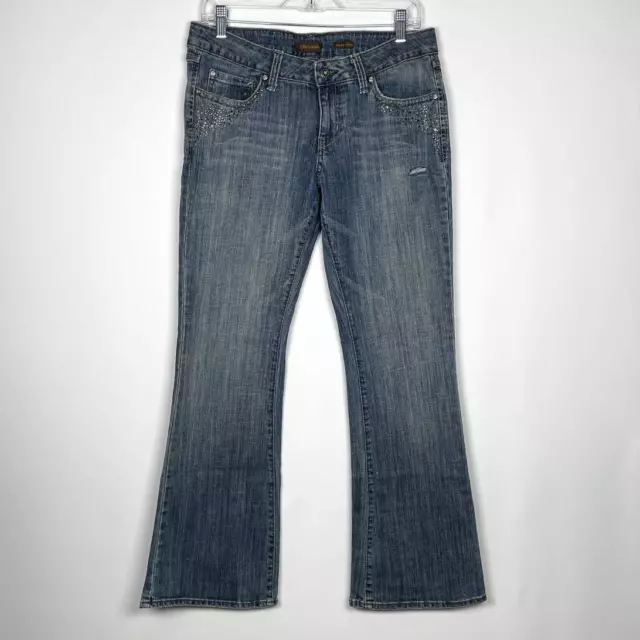 VINTAGE Y2K AEROPOSTALE Embellished Stretch Flare Low Rise Jeans Sz 11/ ...