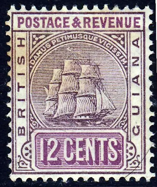 BRITISH GUIANA KG V 1905 12c Purple Ordinary Paper Wmk Mult Crown CA SG 245 MINT
