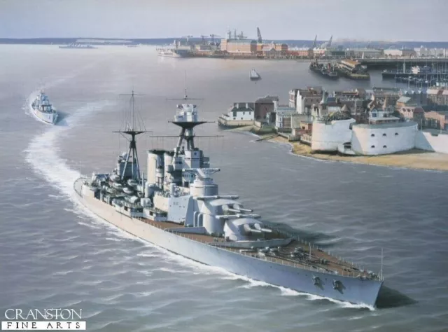 WW2 Royal Navy Naval art print  Battlecruiser  HMS Hood  Express POrtsmouth