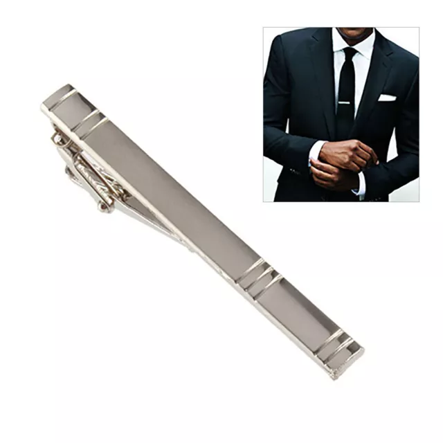 Formal Fashion Alloy Mens 6cm Clip Shirt Neck Tie Pin Bar Clasp Wedding Silver