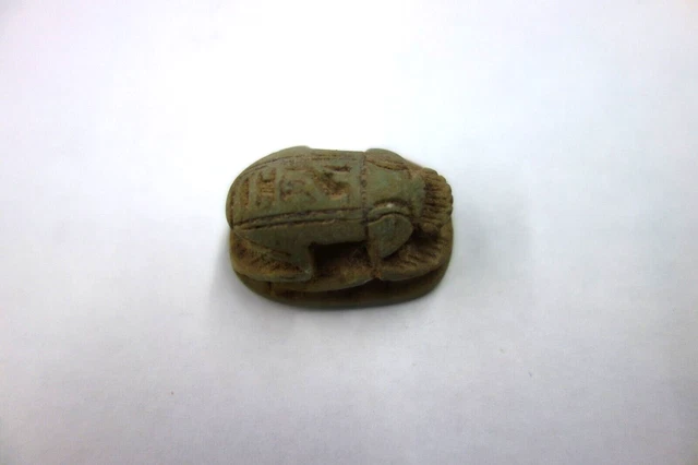 Rare Scarabée de coeur en terre cuite amulette egypte antique hiéroglyphe au dos