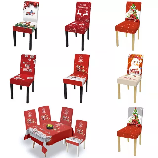 Elastic Soft Seat Cover Slipcover Christmas Chair Covers Santa Printed