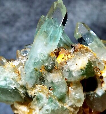 441g Newly discovered natural Green pyramid crystal cluster mineral specimens