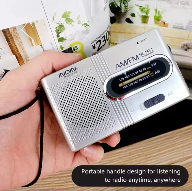 Raypow Radio Portable FM/AM Argentée - Petite Radio De Poche Avec Haut-Parleur Puissant, Piles AA, Idéale Intérieur/Extérieur Et Urgences