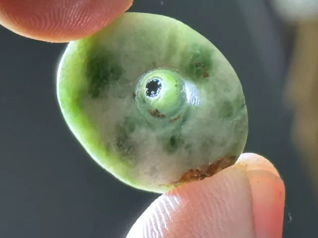 Amazing Authentic Translucent Pre-Columbian Green Jadeite Jade Bead Mezcala (J9)