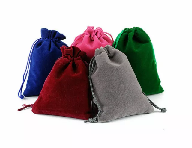 1-50pcs Soft Velvet Drawstring Gift Bags Wedding Jewellery Party Pouch Bags UK