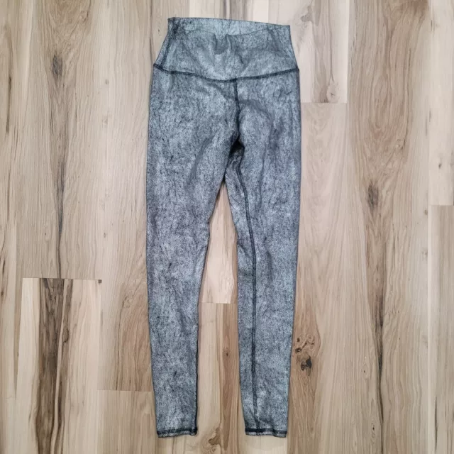 ALO Yoga High Waist Leggings Womens Small Metallic Silver Athletic