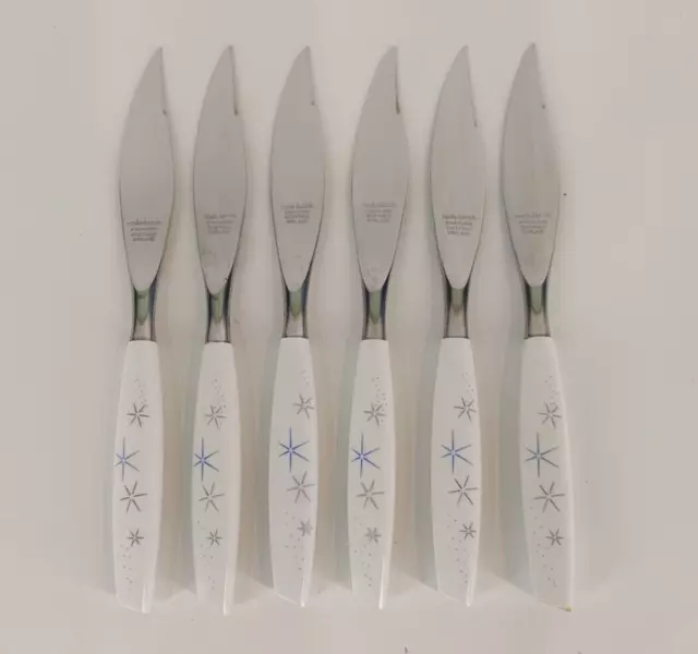 Mode Danish Stainless Knives with Atomic Starburst Handles Set of 6 Mid Century