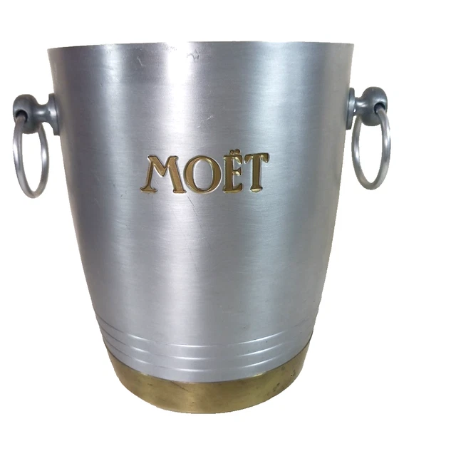 Ensemble seau à champagne et à glace en métal argenté Art