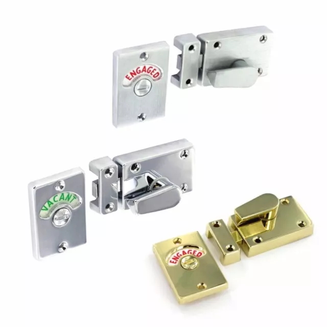 CHROME / SATIN / BRASS TOILET INDICATOR LOCK Vacant Engaged Bathroom Door Bolt