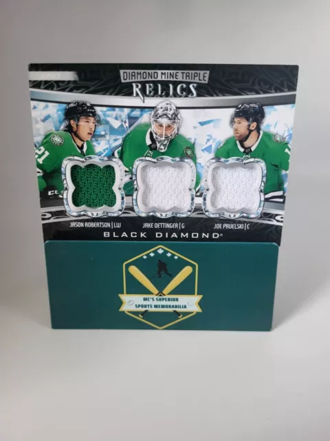 Robertson Oettinger Pavelski 2022-23 UD Black Diamond Mine Relics Triple Jersey