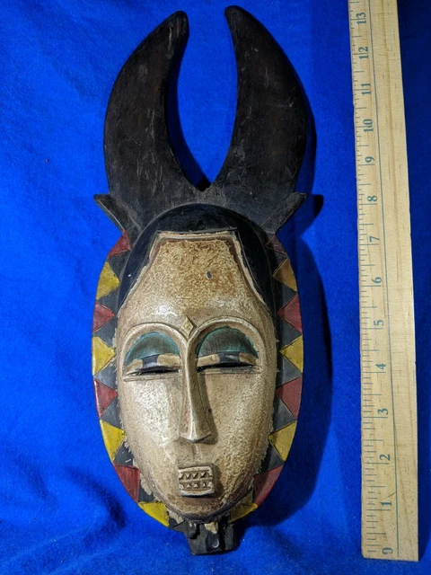 Guro Yaure Portrait Mask with Vibrant Detail — Authentic Carved Wood African Art