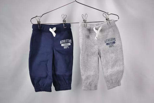 Lot of 2 Infant Baby Boy's Carters Fleece Jogger Pants, Gray & Navy