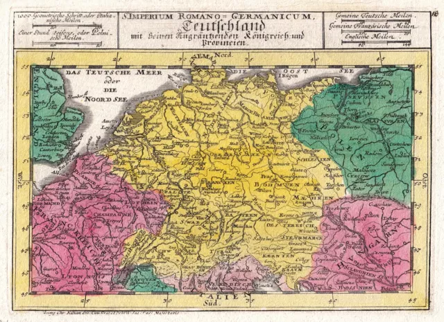 Karte von Deutschland. Originaler Kupferstich v. Bodenehr um 1720