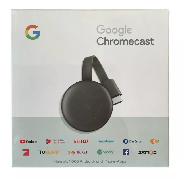 Google Chromecast (3rd Generation) HDMI Streaming Stick - Schwarz (GA00439-DE)