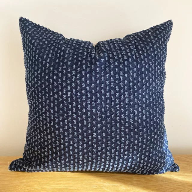 Mix Match Hamptons Navy/White Damask Geometric Embroidered Cushion Cover 3