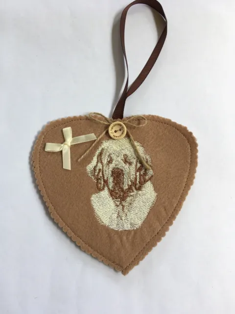 Clumber Spaniel Dog Hanging Beige Heart Handmade Birthday Gifts Christmas Gifts