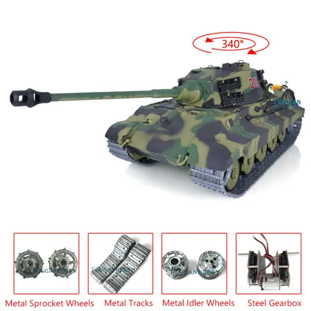 2.4G Henglong 1/16 7.0 Deutscher Königstiger RTR RC Panzer 3888A Metallschienen