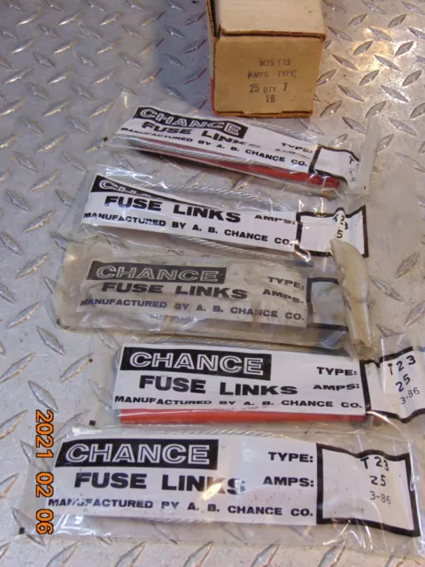 *Lot Of 5* A.b. Chance M25T23 Fuse Links Type T 25 Amp 25A T23