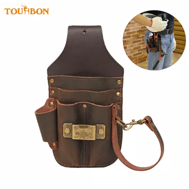 TOURBON Leather Tool Organizer for Belt Electrician Waist Bag Hammer Holder