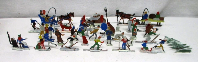 Christmas Art Craft vintage metal Old Fashioned Ice Skating Party 30 piece set