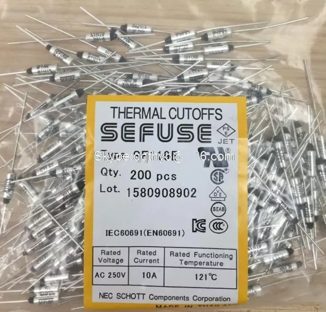 10pcs SF119E SEFUSE Cutoffs NEC Thermal Fuse 121°C Celsius Degree 10A 250V