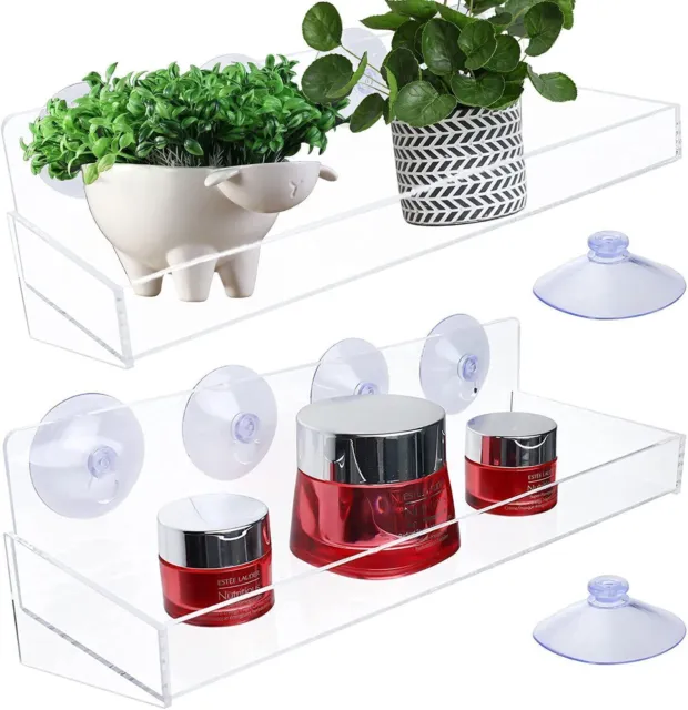 Suction Cup Shelves for Plants 2 pack ,Acrylic Plant Shelves Window Plant Holder