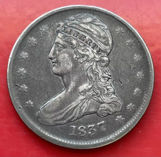 1837 RE Capped Bust Half Dollar Choice High Grade... 100% Original...Nice Patina