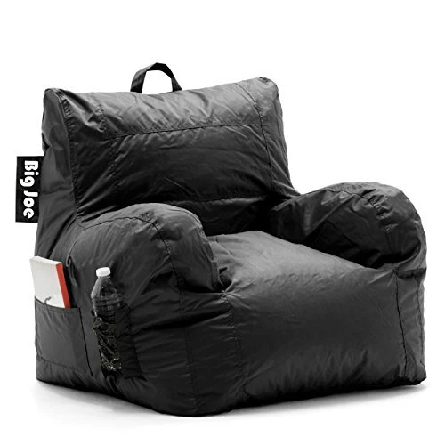 Big Joe Dorm Bean Bag Chair with Drink Holder and Pocket Black Smartmax 3ft